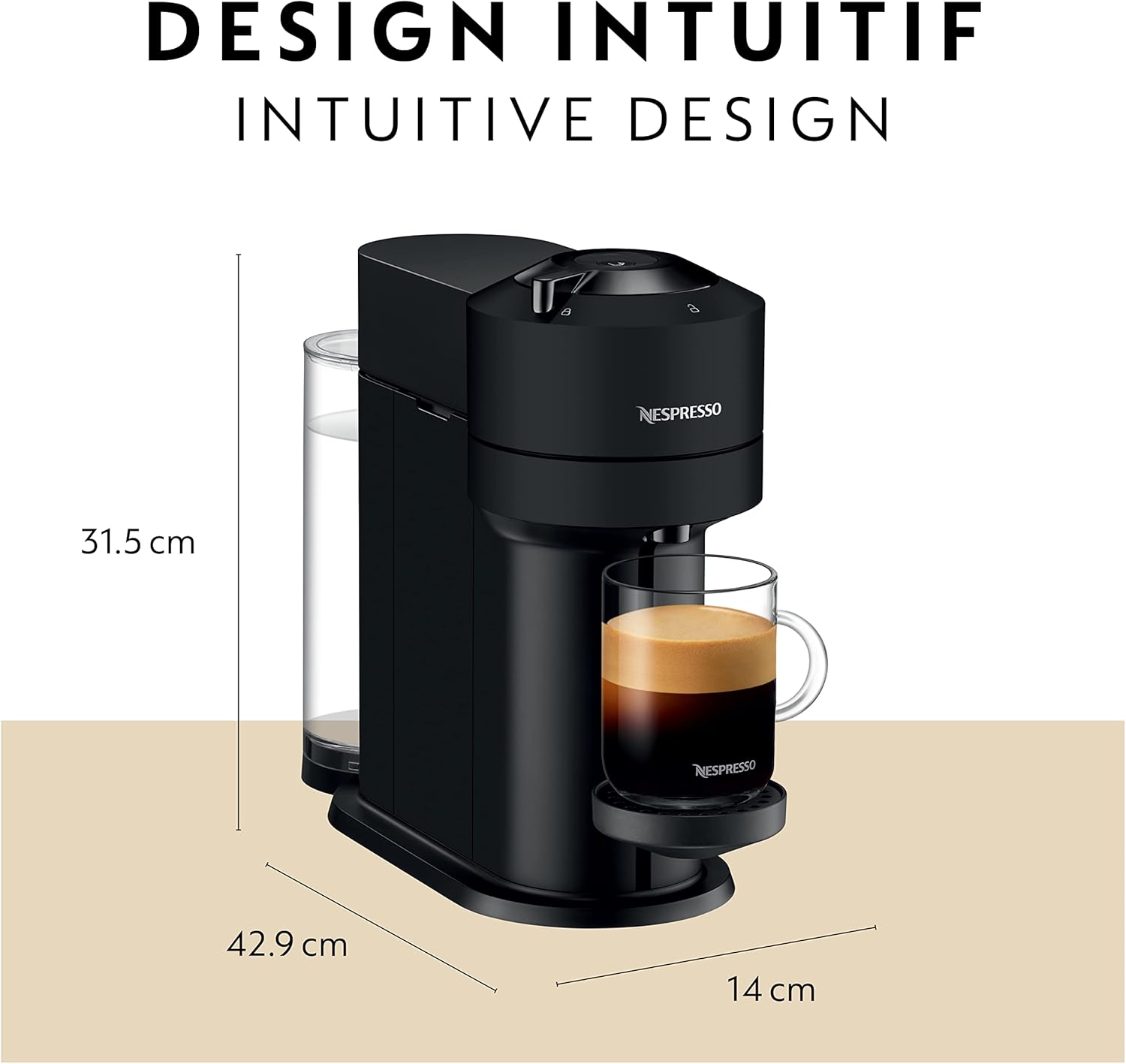 Nespresso Vertuo Next Coffee and Espresso Machine by De'Longhi, Matte Black